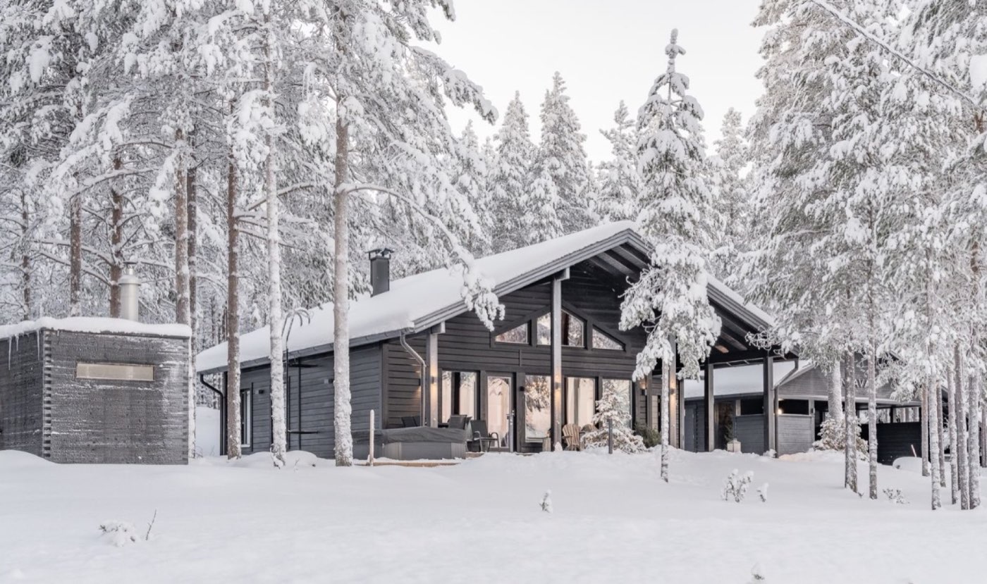 Front of the house in deep winter snow